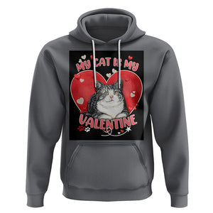 My Cat Is My Valentine Hoodie Meowentine Cute Heart TS02 Charcoal Printyourwear