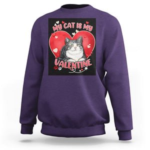 My Cat Is My Valentine Sweatshirt Meowentine Cute Heart TS02 Purple Printyourwear