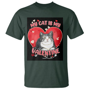 My Cat Is My Valentine T Shirt Meowentine Cute Heart TS02 Dark Forest Green Printyourwear