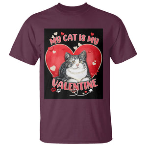 My Cat Is My Valentine T Shirt Meowentine Cute Heart TS02 Maroon Printyourwear