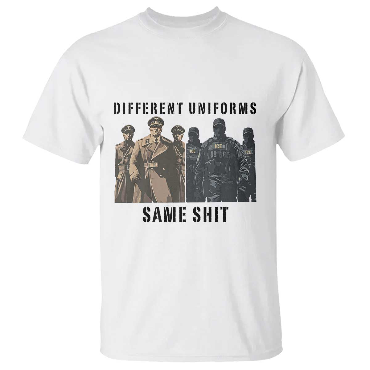 Different Uniforms Same Shit Sarcastic T Shirt Anti Authoritarian Fascism Protest TS02 White Print Your Wear