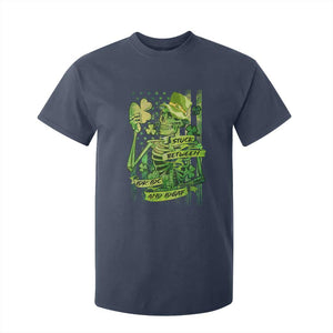 Irish Skeleton T Shirt For Kid Stuck Between IDK IDC And IDGAF St Patrick's Day Green Flag Skull TS02 Navy Print Your Wear
