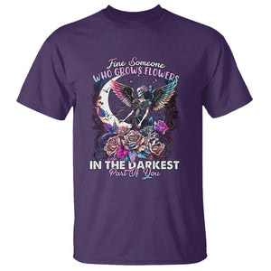 Fairy Skeleton T Shirt Find Someone Who Grows Flowers In The Darkest Part Of You Skull TS02 Purple Printyourwear