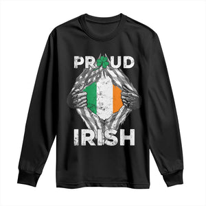 Proud Irish St Patricks Day Long Sleeve Shirt Half American Half Ireland Flag TS02 Black Print Your Wear