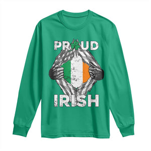 Proud Irish St Patricks Day Long Sleeve Shirt Half American Half Ireland Flag TS02 Irish Green Print Your Wear