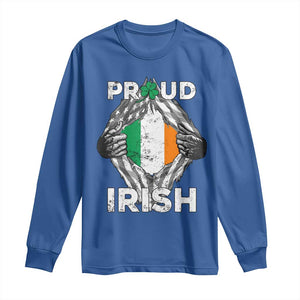 Proud Irish St Patricks Day Long Sleeve Shirt Half American Half Ireland Flag TS02 Royal Blue Print Your Wear