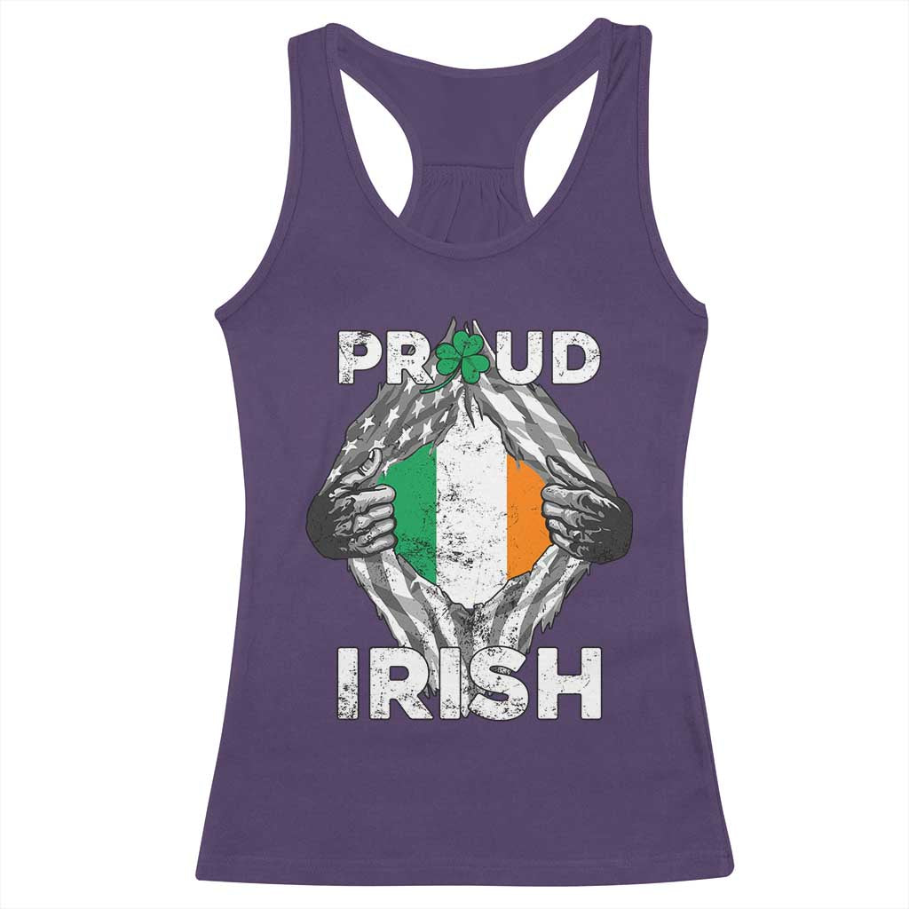 Proud Irish St Patricks Day Racerback Tank Top Half American Half Ireland Flag TS02 Purple Print Your Wear