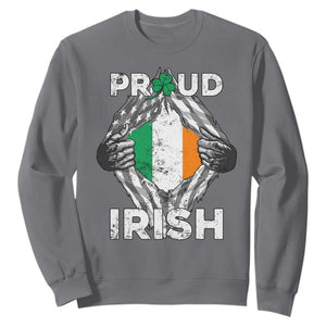 Proud Irish St. Patricks Day Sweatshirt Half American Half Ireland Flag TS02 Charcoal Printyourwear