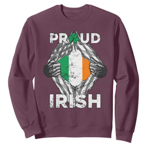 Proud Irish St. Patricks Day Sweatshirt Half American Half Ireland Flag TS02 Maroon Printyourwear