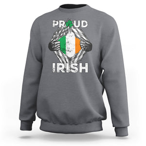 Proud Irish St. Patricks Day Sweatshirt Half American Half Ireland Flag TS02 Charcoal Printyourwear