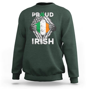 Proud Irish St. Patricks Day Sweatshirt Half American Half Ireland Flag TS02 Dark Forest Green Printyourwear