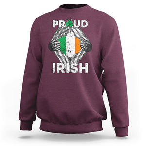 Proud Irish St. Patricks Day Sweatshirt Half American Half Ireland Flag TS02 Maroon Printyourwear