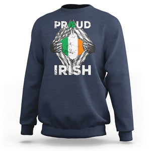 Proud Irish St. Patricks Day Sweatshirt Half American Half Ireland Flag TS02 Navy Printyourwear