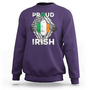 Proud Irish St. Patricks Day Sweatshirt Half American Half Ireland Flag TS02 Purple Printyourwear