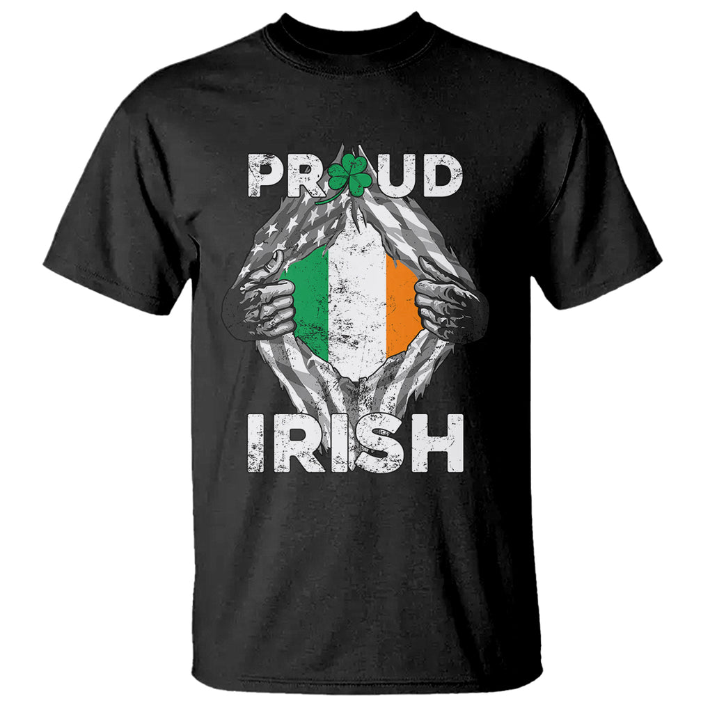 Proud Irish St. Patricks Day T Shirt Half American Half Ireland Flag TS02 Black Printyourwear