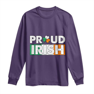 Proud Irish St Patricks Day Long Sleeve Shirt Shamrock Lucky Charm Ireland Flag TS02 Purple Print Your Wear