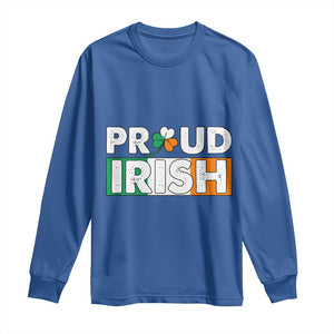 Proud Irish St Patricks Day Long Sleeve Shirt Shamrock Lucky Charm Ireland Flag TS02 Royal Blue Print Your Wear