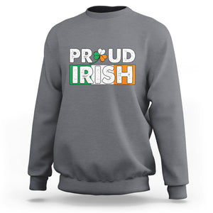 Proud Irish St. Patricks Day Sweatshirt Shamrock Lucky Charm Ireland Flag TS02 Charcoal Printyourwear