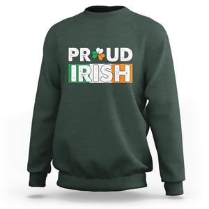 Proud Irish St. Patricks Day Sweatshirt Shamrock Lucky Charm Ireland Flag TS02 Dark Forest Green Printyourwear