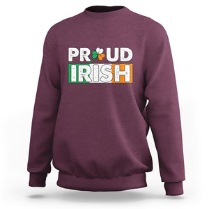 Proud Irish St. Patricks Day Sweatshirt Shamrock Lucky Charm Ireland Flag TS02 Maroon Printyourwear