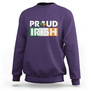 Proud Irish St. Patricks Day Sweatshirt Shamrock Lucky Charm Ireland Flag TS02 Purple Printyourwear