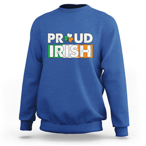 Proud Irish St. Patricks Day Sweatshirt Shamrock Lucky Charm Ireland Flag TS02 Royal Blue Printyourwear