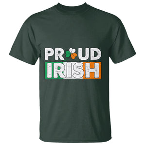 Proud Irish St. Patricks Day T Shirt Shamrock Lucky Charm Ireland Flag TS02 Dark Forest Green Printyourwear