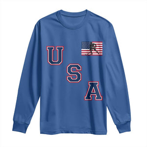 USA Flag Hockey Long Sleeve Shirt Patriotic Ice Hockey Team Fan Vintage Throwback TS02 Royal Blue Print Your Wear