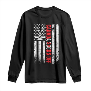 USA Flag Hockey Long Sleeve Shirt Funny Canada Sucks US EH American Flag TS02 Black Print Your Wear