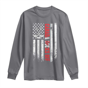 USA Flag Hockey Long Sleeve Shirt Funny Canada Sucks US EH American Flag TS02 Charcoal Print Your Wear