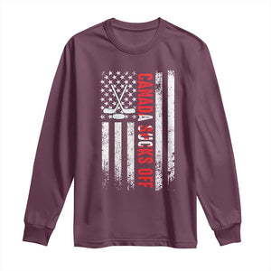 USA Flag Hockey Long Sleeve Shirt Funny Canada Sucks US EH American Flag TS02 Maroon Print Your Wear