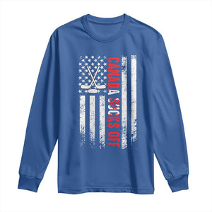 USA Flag Hockey Long Sleeve Shirt Funny Canada Sucks US EH American Flag TS02 Royal Blue Print Your Wear