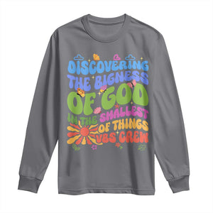 VBS 2025 Long Sleeve Shirt Discovering The Bigness Of God In The Smallest Of Things Retro Groovy TS02 Charcoal Print Your Wear