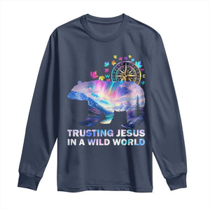 VBS 2025 Adventure Bear Long Sleeve Shirt Trusting Jesus In A Wild World Northen Lights TS02 Navy Print Your Wear