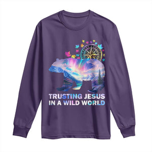 VBS 2025 Adventure Bear Long Sleeve Shirt Trusting Jesus In A Wild World Northen Lights TS02 Purple Print Your Wear