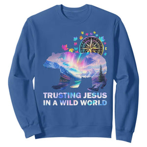 VBS 2025 Adventure Bear Sweatshirt Trusting Jesus In A Wild World Northen Lights TS02 Royal Blue Print Your Wear