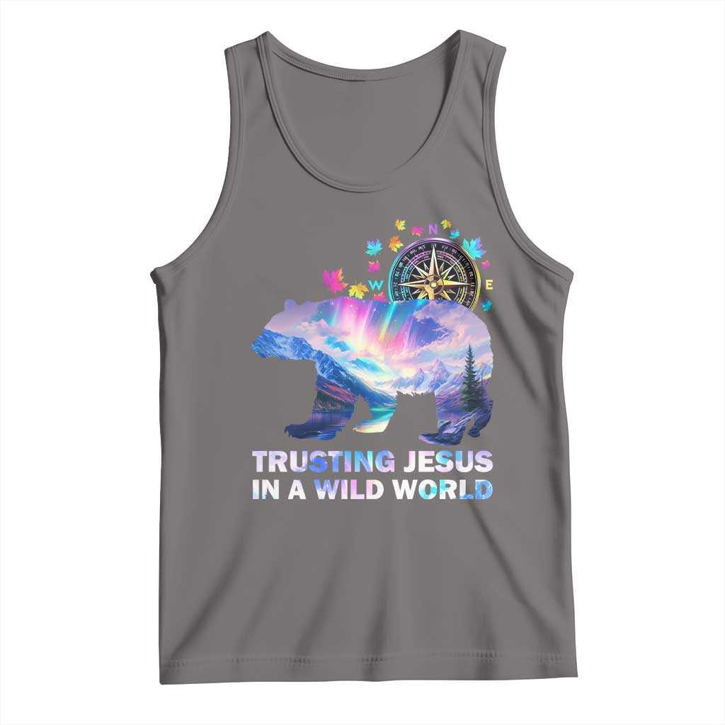 VBS 2025 Adventure Bear Tank Top Trusting Jesus In A Wild World Northen Lights TS02 Deep Heather Print Your Wear