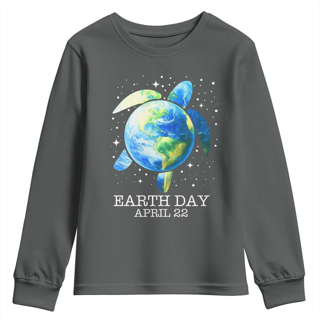 Earth Day Sea Turtle Youth Sweatshirt Restore Earth Save The Planet TS02 Dark Heather Print Your Wear