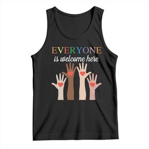 Everyone Is Welcome Here Tank Top Equality Fist Hands Hearts TS02 Black Print Your Wear