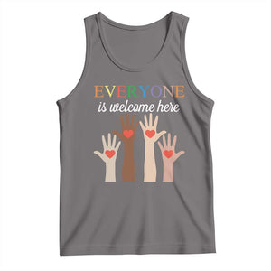 Everyone Is Welcome Here Tank Top Equality Fist Hands Hearts TS02 Deep Heather Print Your Wear