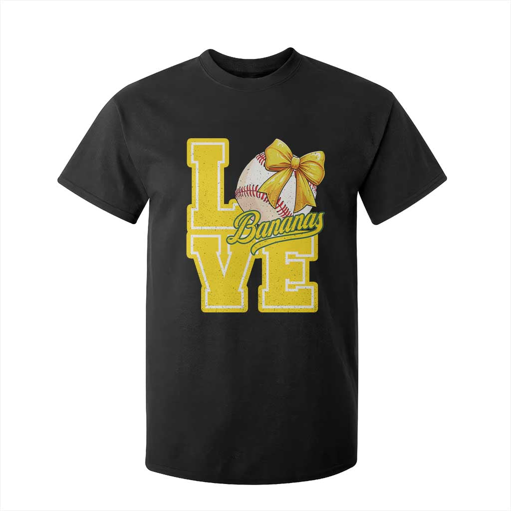 Vintage Banana Coquette Bow T Shirt For Kid LOVE Baseball Fan Sport Lover TS02 Black Print Your Wear