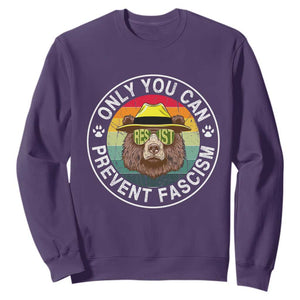 Only You Can Prevent Fascism Sweatshirt Protect National Parks Bear Resist TS02 Purple Print Your Wear