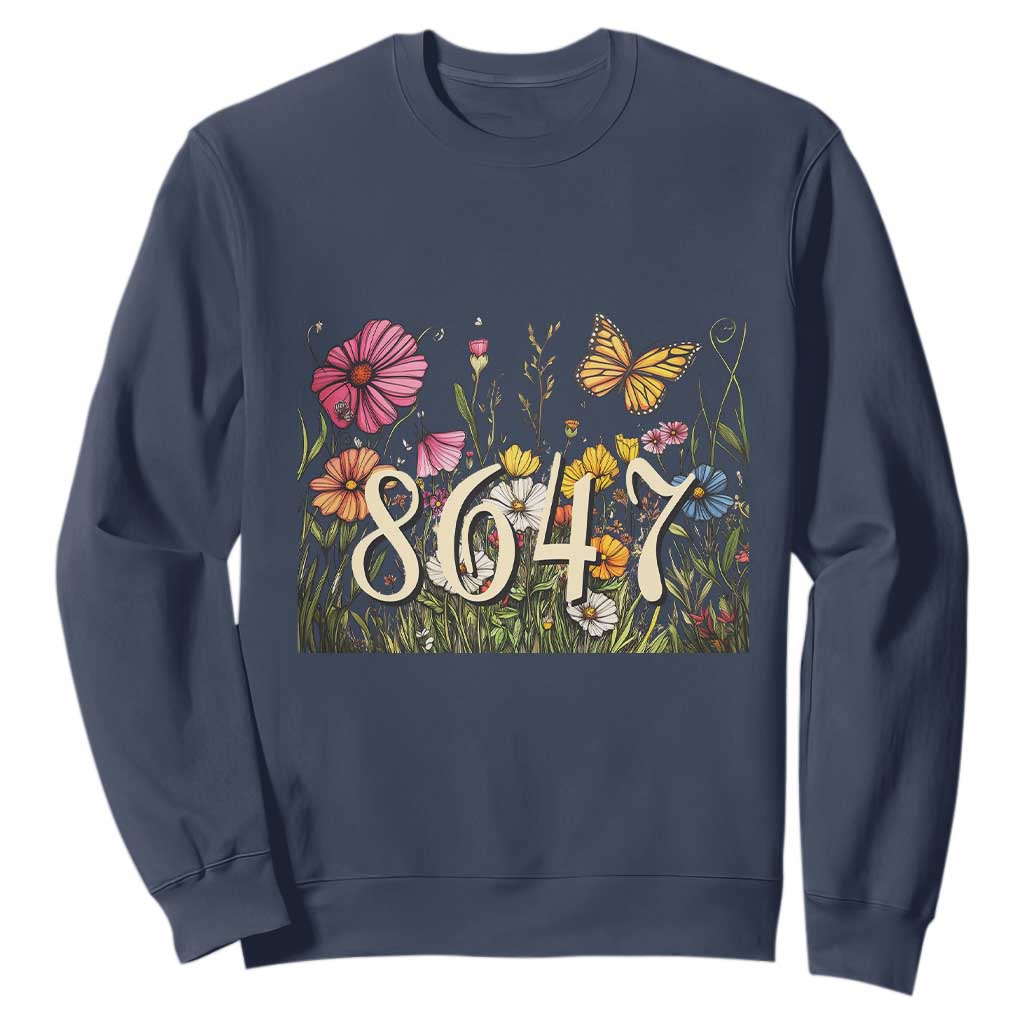 Funny 8647 Subtle Sarcasm Sweatshirt Floral Boho Style TS02 Navy Print Your Wear