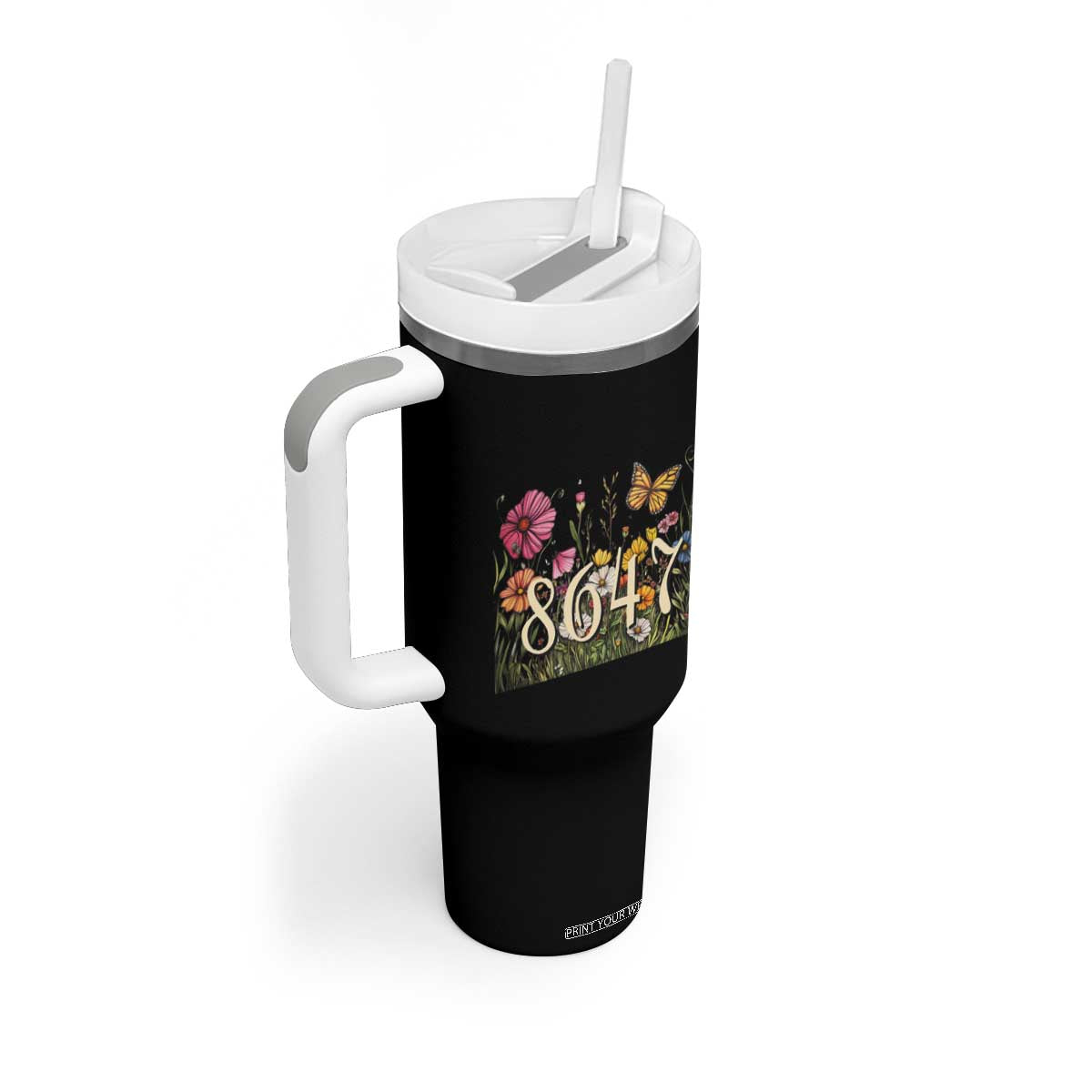 Funny 8647 Subtle Sarcasm Tumbler With Handle Floral Boho Style TS02 Print Your Wear