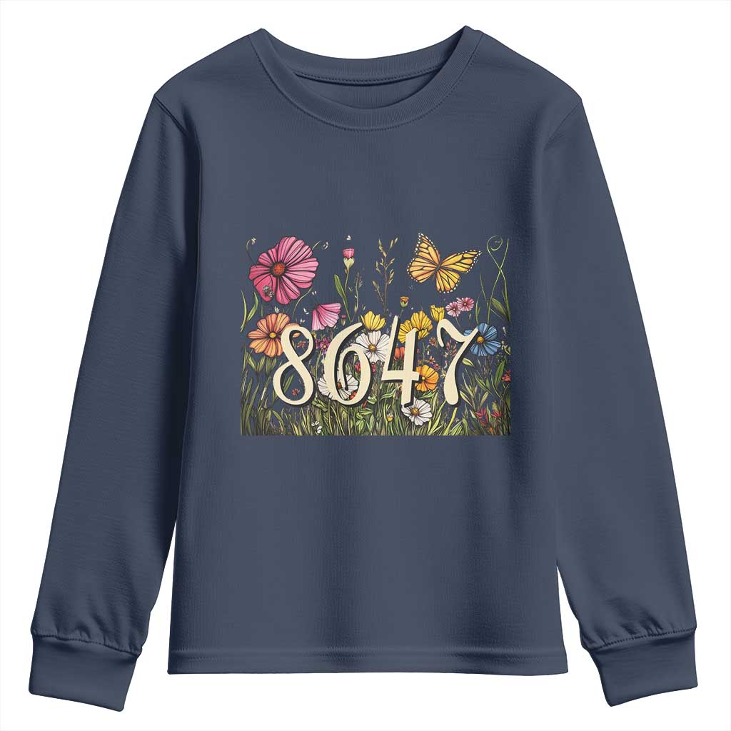 Funny 8647 Subtle Sarcasm Youth Sweatshirt Floral Boho Style TS02 Navy Print Your Wear