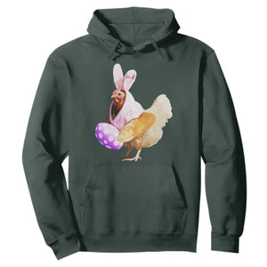 Funny Chicken Bunny Hoodie Happy Easter Eggs Farm TS02 Dark Forest Green Print Your Wear
