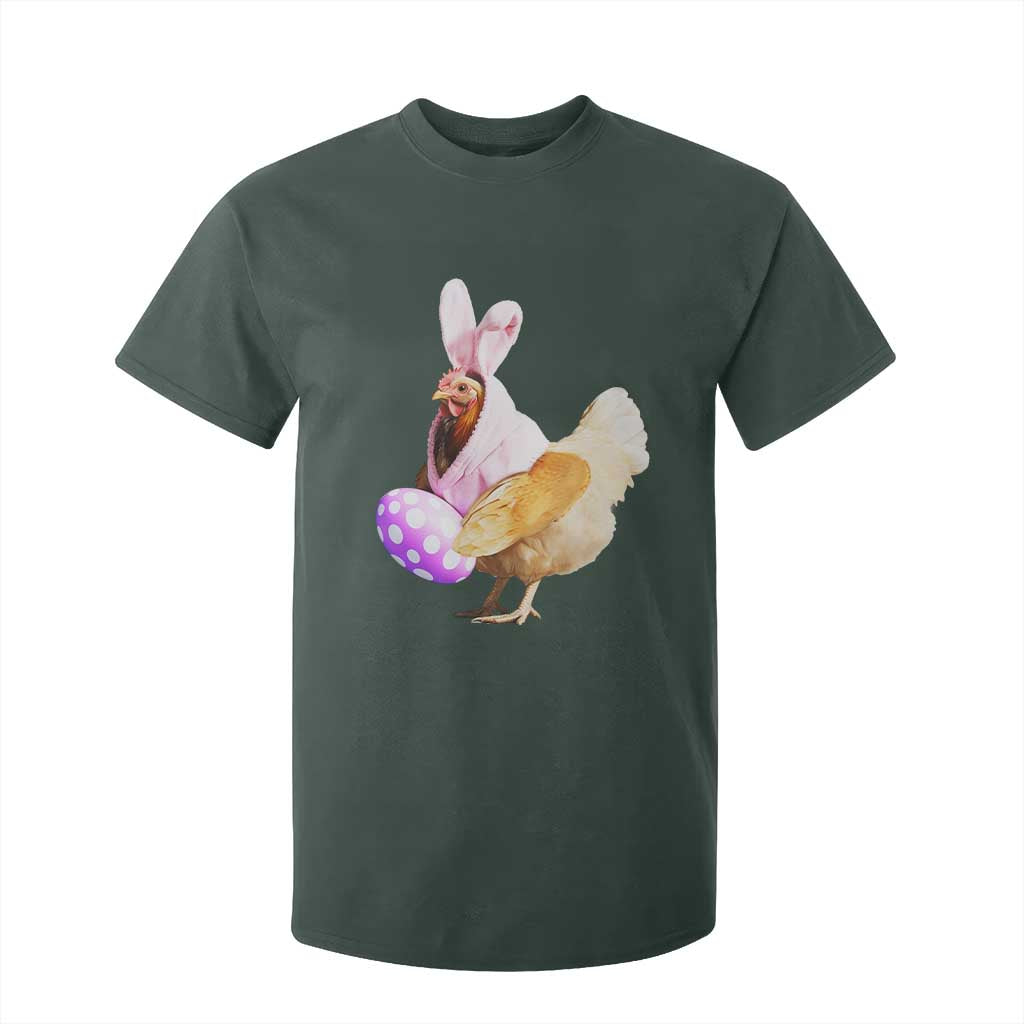Funny Chicken Bunny T Shirt For Kid Happy Easter Eggs Farm TS02 Dark Forest Green Print Your Wear