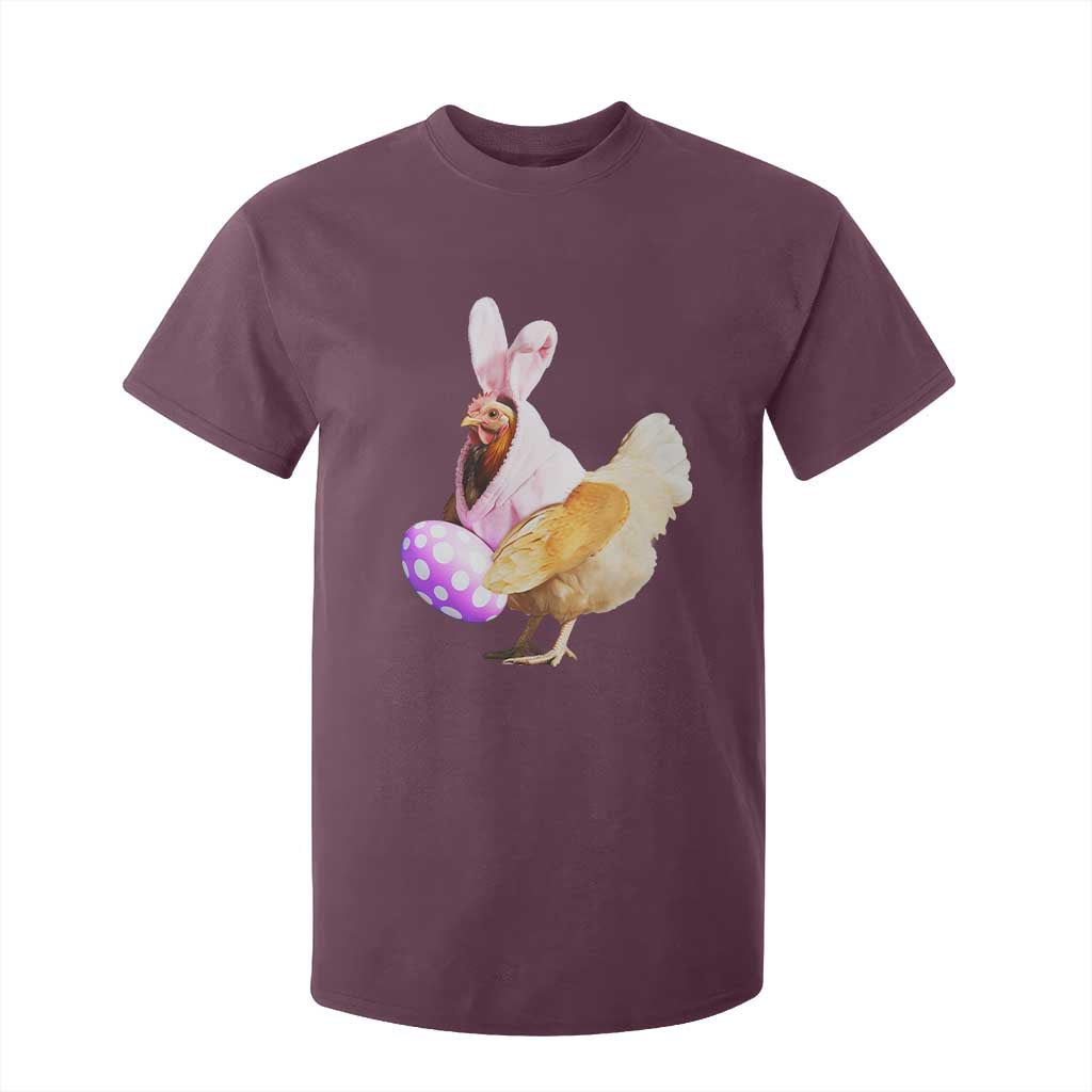 Funny Chicken Bunny T Shirt For Kid Happy Easter Eggs Farm TS02 Maroon Print Your Wear