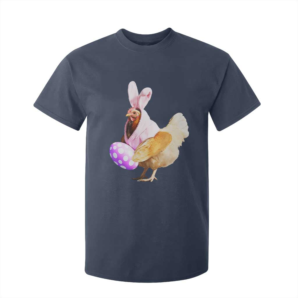 Funny Chicken Bunny T Shirt For Kid Happy Easter Eggs Farm TS02 Navy Print Your Wear