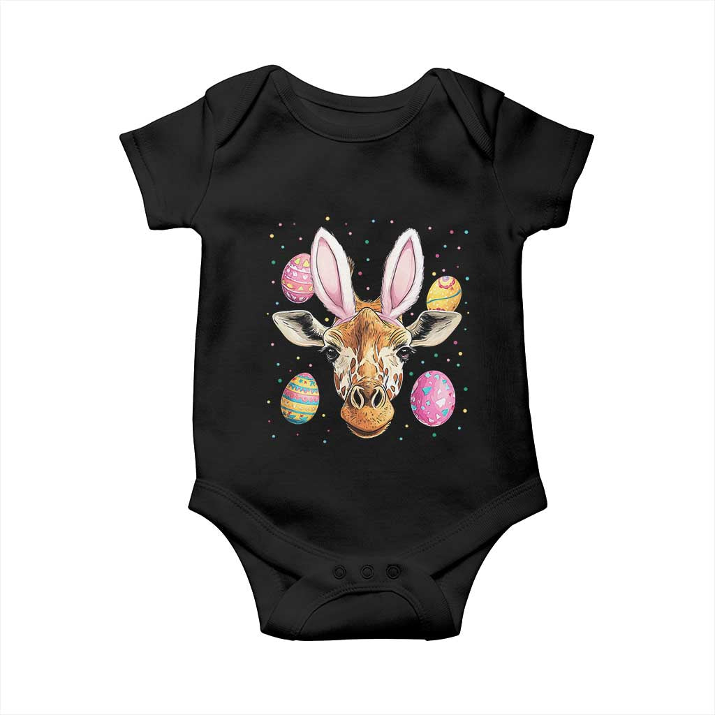 Funny Giraffe Bunny Baby Onesie Happy Easter Day Sunday TS02 Black Print Your Wear